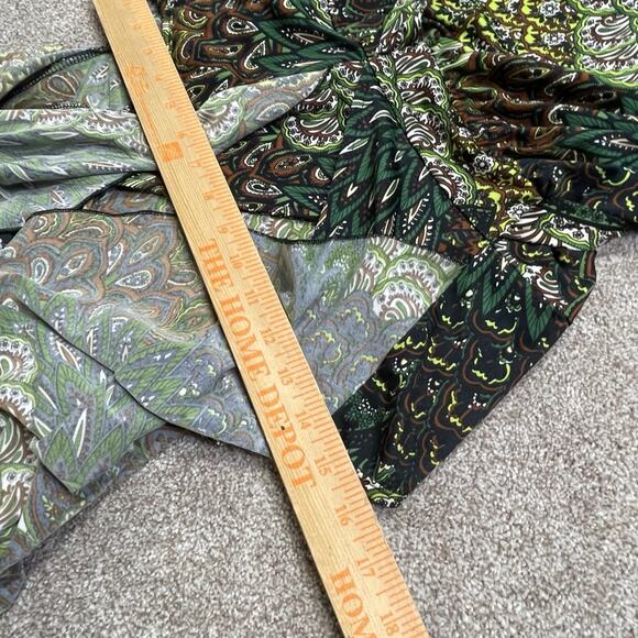 Vtg 00s Y2K Peacock babydoll Festival Flutter Sleeve Paisley Maxi Flowy Dress M - Picture 8 of 9